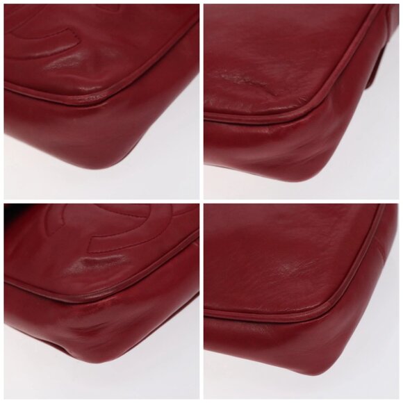 CHANEL COCO Mark Shoulder Bag Lamb Skin Red Gold - Picture 16 of 16